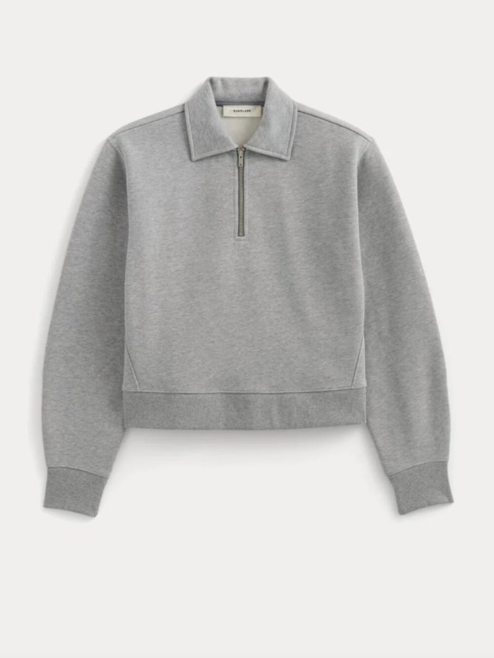 Everlane Luxe Fleece Zip Polo Cropped Vintage Heather Gray Size Med NWT